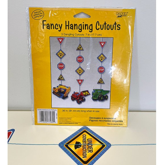 3-Piece "Under Construction" Hanging Birthday Party Decorations - Picture 2 of 5